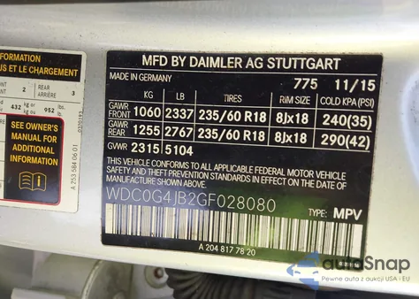 2016 Mercedes-Benz Glc 300 from USA, damaged, VIN WDC0G4JB2GF028080